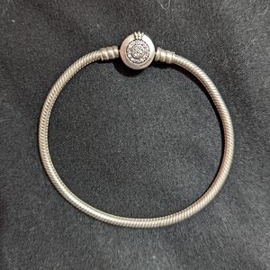 Pandora Sterling Silver 7.5" Crown Ring Clasp Bracelet with Cubic Zirconia